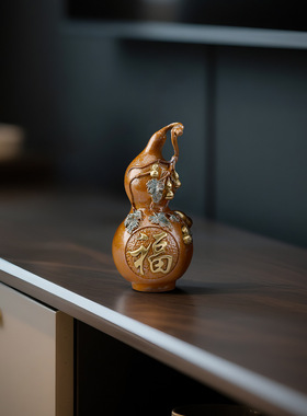 招cai黄铜葫芦摆件家居办公室桌面小葫芦彩铜福禄葫芦工艺品