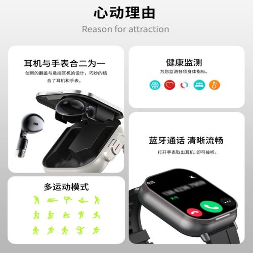 Smart D8 Heart Rate Blood Oxygen Monitoring Call Message Pus - 图0