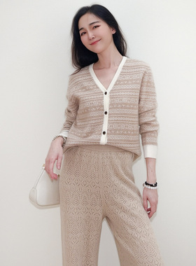 2026 Pure Cashmere Knitted Cardigan Women's All-matched V-ne