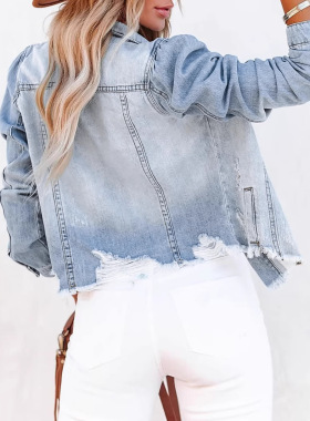 Tk777 Women's Denim Jacket Women's Jacket Short Slim Fit Was