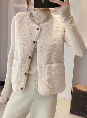 Lamb Plush Vest Women's Korean-style All-match Loose Short V