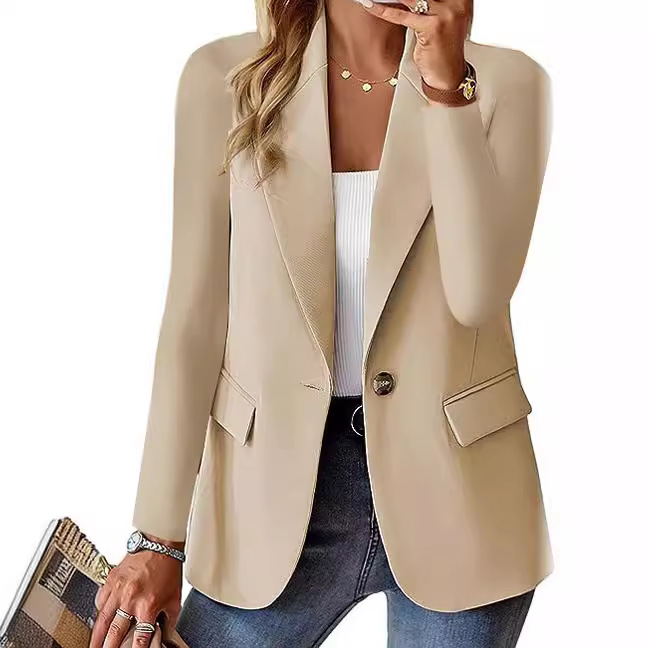 2024 Long-sleeved Solid Color Cardigan Blazer For Women-图3