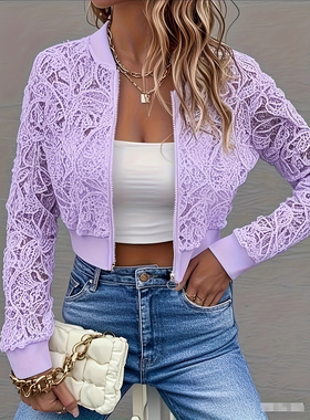 Wind Lace Short at Women's Thin Zipper Cardigan Slim, Fashio