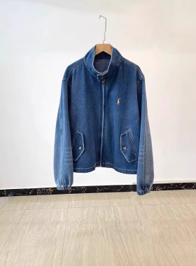 ()  Embroidery Rl Raff Women's Pure tton Denim Zipper Jacket