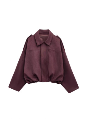 Women's 2026 Fashion Suede Texture Effect Bomber Jacket