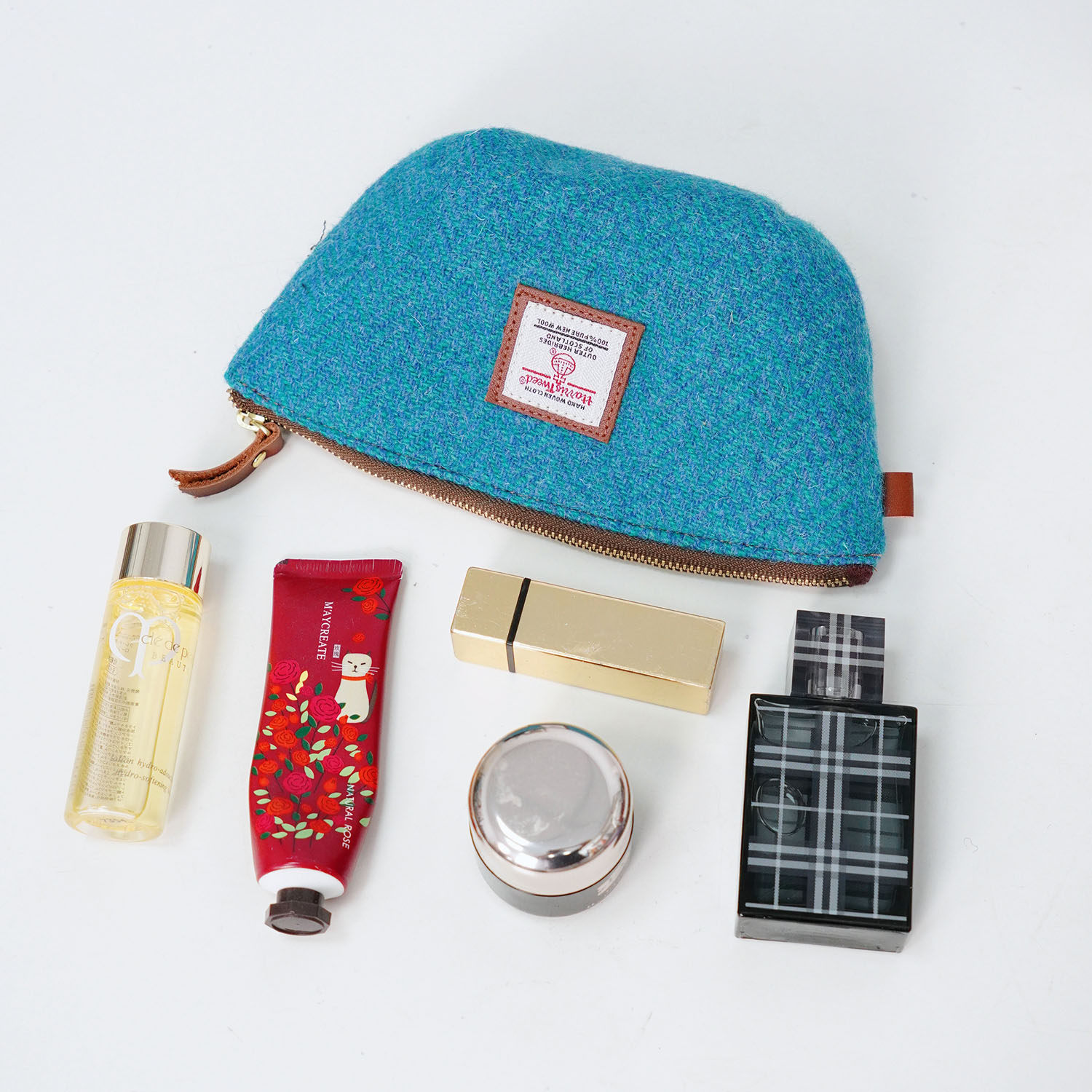 贝壳化妆包Harris tweed哈里斯粗花呢贝壳包随身便携化妆品收纳包