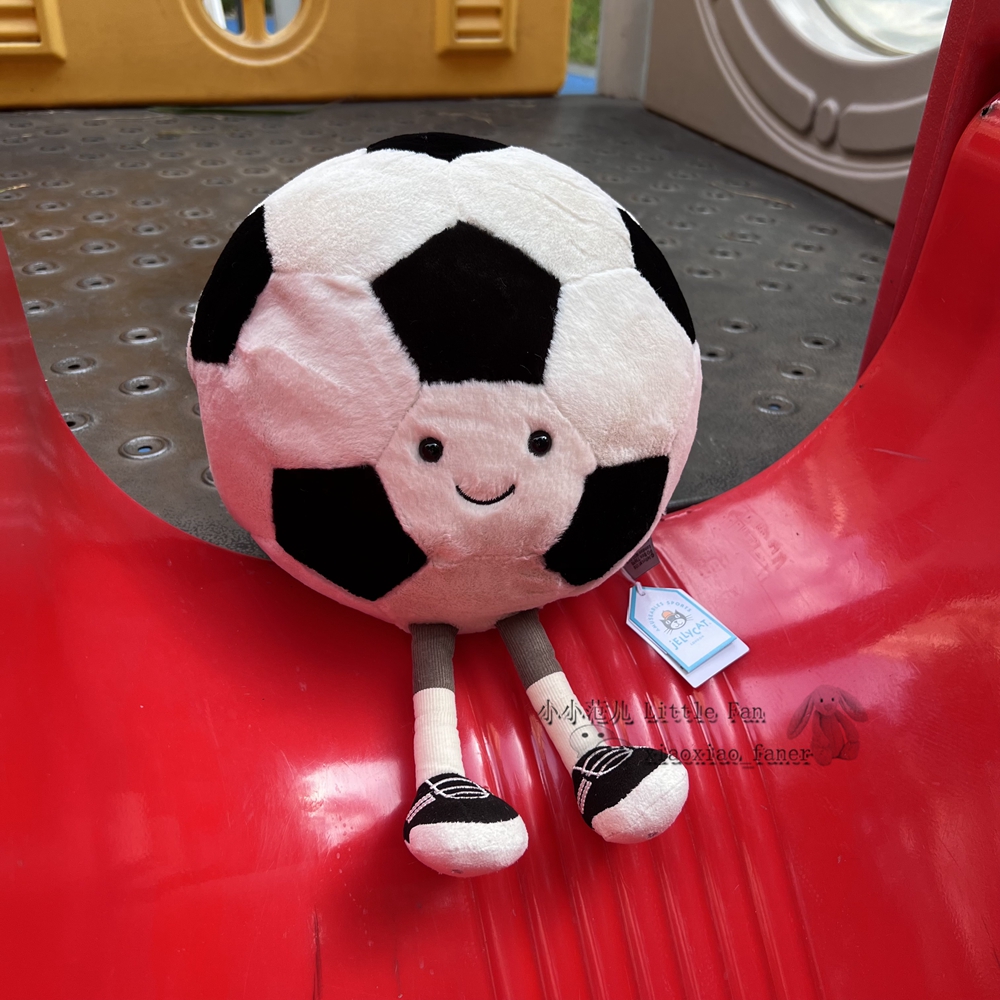 正品英国JELLYCAT 趣味运动篮足球 乒乓羽毛网球包挂男孩毛绒玩具 - 图3