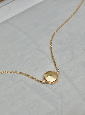 FADOOOJ原创设计日系轻奢轻珠宝10K金八角盒项链锁骨链通勤现代