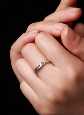 纯银男女开口招财戒指简约情侣