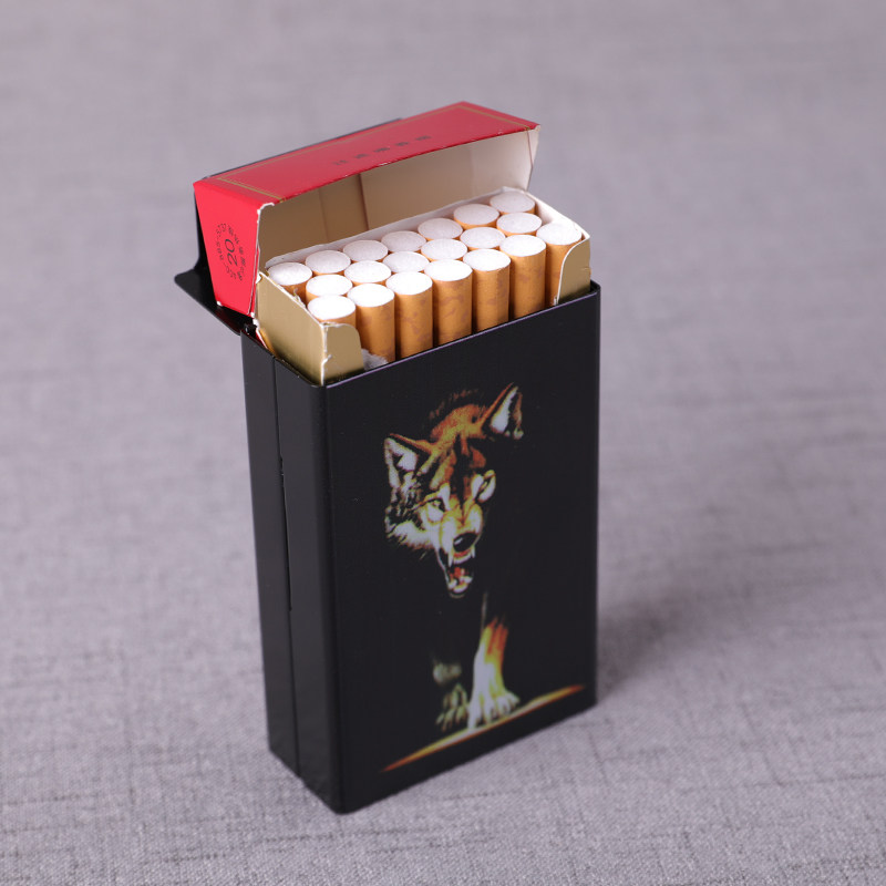 滑盖烟盒20支装铝合金超薄便携个性创意自动弹盖香菸盒定制彩印_虎窝淘