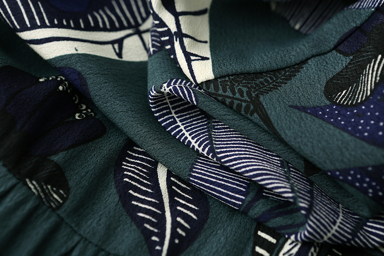 外贸纯元 法式复古印花长袖粘纤连衣裙前排扣衬衫中长裙出口女装 - 图2