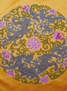 三蓝白虎图打籽绣手工刺绣老绣腾图衣服包布京绣特色礼品手工绣品