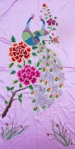 Rich and expensive peony peacock clothing fabric decoration painting pure hand embroidery old embroidered piece Kyoto embroidered old embroidered piece handmade embroidery