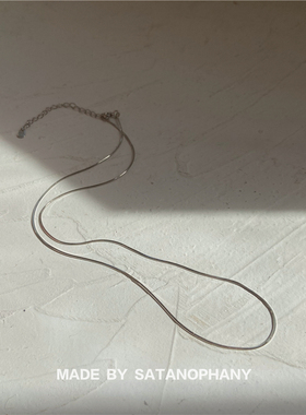 极简冷淡风纯银蛇骨素链男女通用