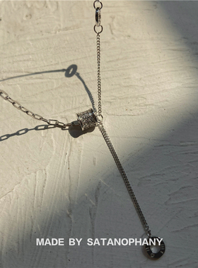 通体纯银微镶水钻小蛮腰拼接项链