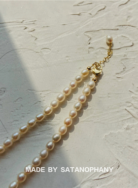 祖母绿锆石淡水珍珠复古轻奢项链