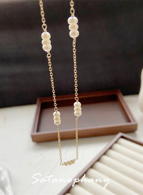 Satanophany小众设计简约天然淡水珍珠锁骨链俏皮可爱少女感项链