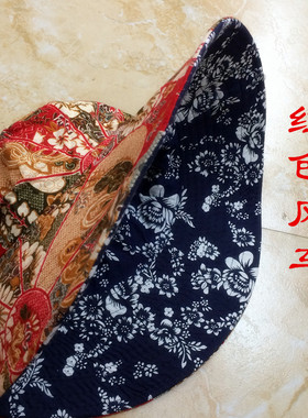 乌镇特色蓝印花布夏季海边大檐帽