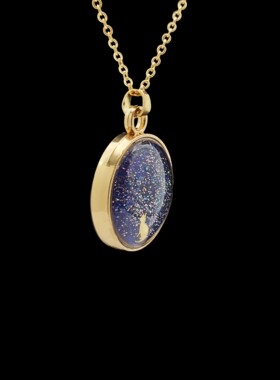 原创星空下的猫咪小猫镀金项链