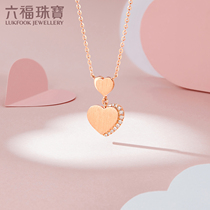 Six Foo Jewelry Dons Identical Red Heart Silk 18k Gold Diamond Necklace Rose Gold Jewelry Woman priced 33142A