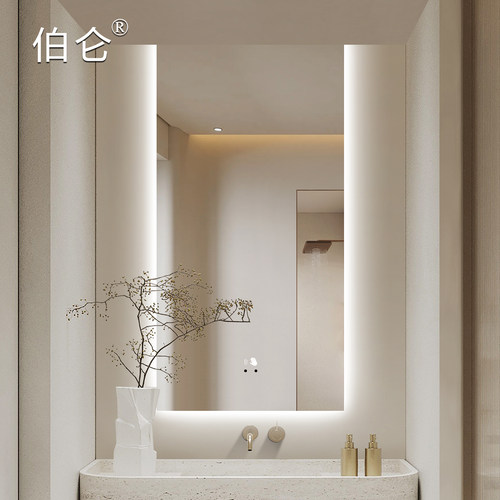 直角智能浴室镜卫生间LED长形镜子挂墙洗漱高清防水化妆镜带灯光 - 图2