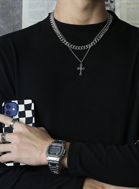 不生锈不掉色十字架古巴项链男潮