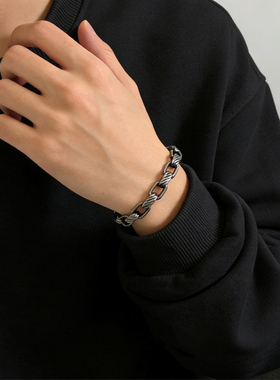 复古轻奢钛钢男士手链