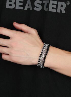 满钻T方钻钛钢个性手链