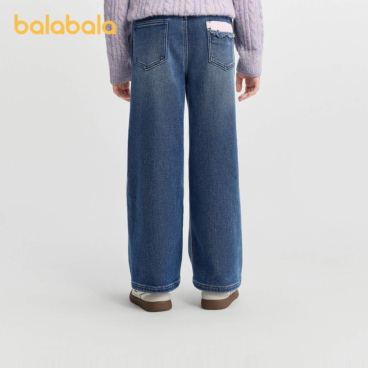 巴拉巴拉balaOne儿童裤子女童长裤冬装加绒牛仔裤2025新款直筒裤,淘宝优惠券,粉丝福利购,淘宝优惠卷