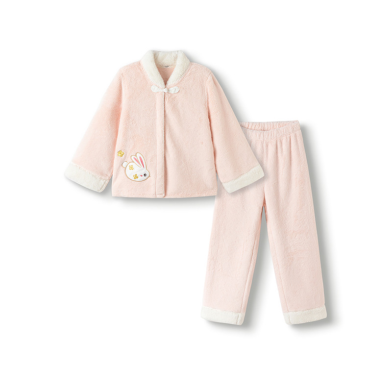 巴拉巴拉balaOne女童睡衣套装2025冬新款加厚法兰绒保暖国风盘扣,淘宝优惠券,粉丝福利购,淘宝优惠卷