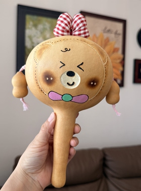 纯天然非遗手工葫芦拨浪鼓可爱蝴蝶结婴幼儿宝宝手摇铃手摇鼓玩具