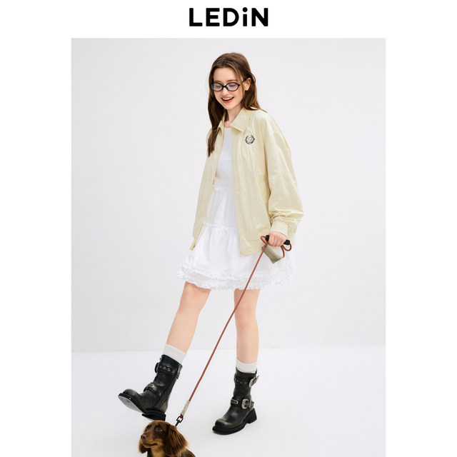 Lecho Korean Academy Style 2024 Autumn New Small Picture Embroidered Lapel Casual Loose Baseball Suit Jacket Jacket