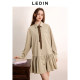 Leding retro plaid hollow shirt dress autumn new college style contrast tie long-sleeved dress