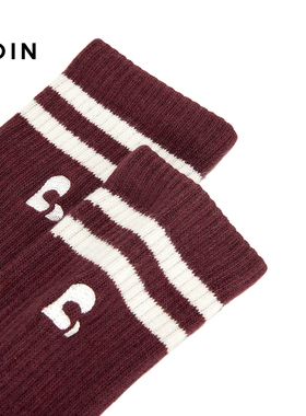 【商场同款】乐町撞色条纹袜子秋新款弹力中筒袜C2YGF3513