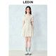 Leting Sweet Square Neck Floral Skirt Summer New Women's Waist Slimming Short Skirt French Sleeve Dress