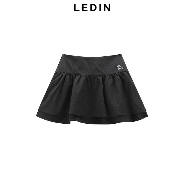 Leding irregular double layer skirt summer new black skirt C2GEF2150