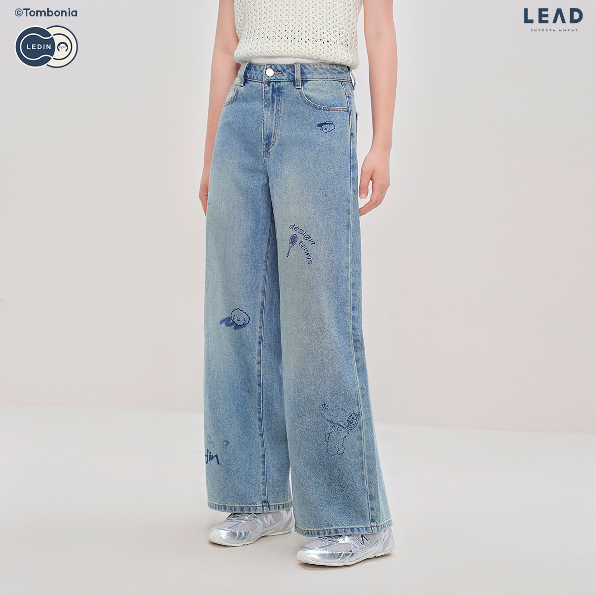 【tombonia联名】乐町商场同款印花直筒宽松水洗牛仔裤C2HAF3348