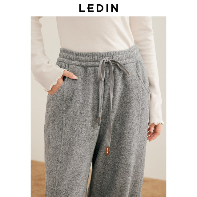 Preliminary Leting velvet thickened straight pants glutinous rice pants loose sweatpants winter Korean style commuting drawstring wide leg rest