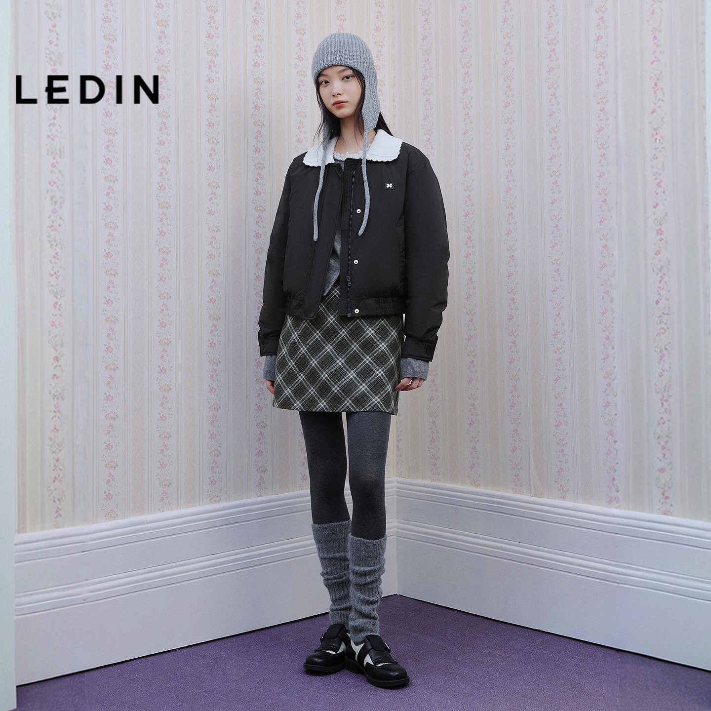 乐町针织花边翻领柔软羽绒服女装25冬季新款短款保暖韩系轻甜外套,淘宝优惠券,粉丝福利购,淘宝优惠卷