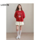 Leding New Year Red Round Neck Sweater 2025 Spring New Loose Sweater Cartoon Letters Printed Casual Top
