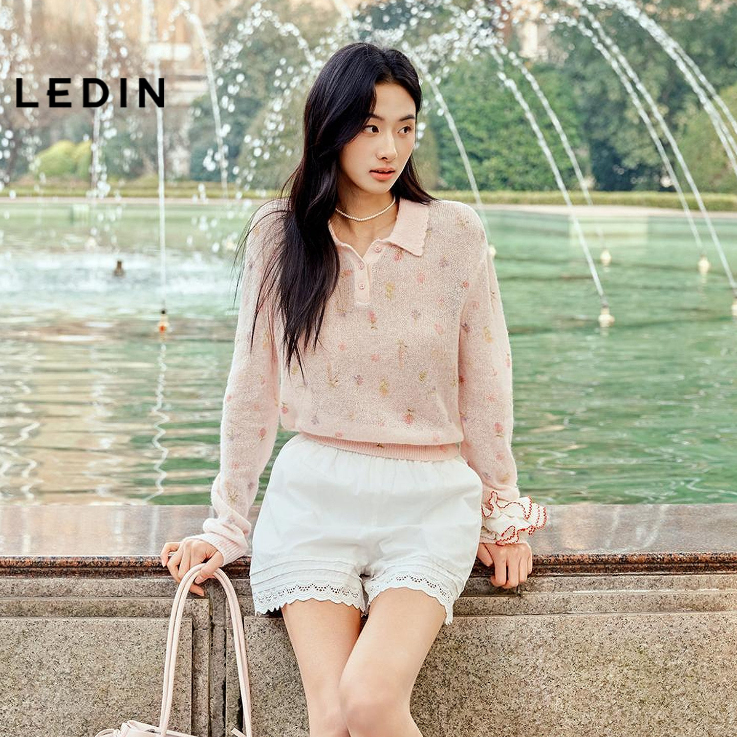 【滤镜针织】乐町春季新碎花呼吸感穿搭少女甜美毛衣浅春色针织衫