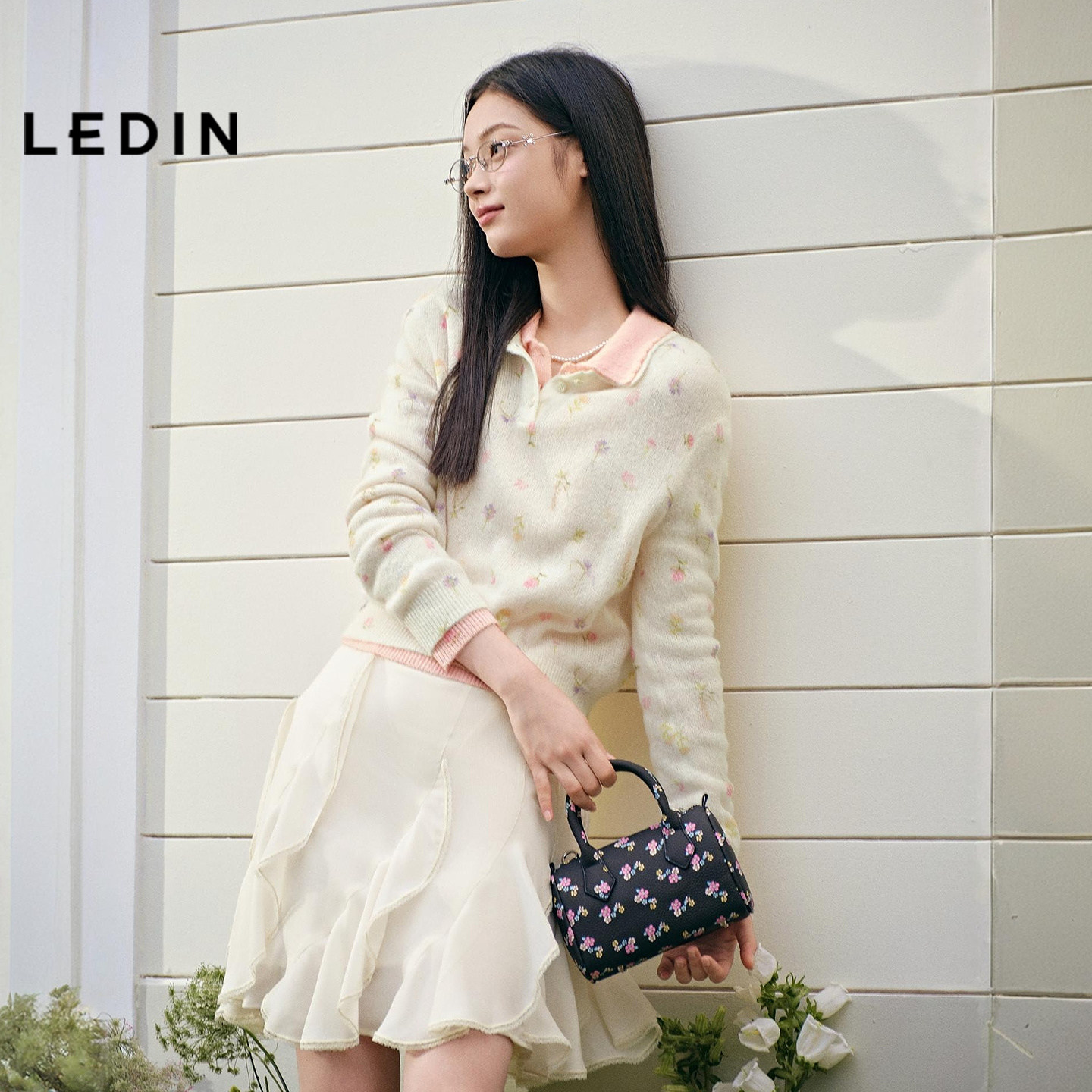 【滤镜针织】乐町春季新碎花呼吸感穿搭少女甜美毛衣浅春色针织衫