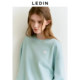 Leding round neck loose sweatshirt 2025 spring new style smudged large picture printed top Korean style fresh blue sweatshirt