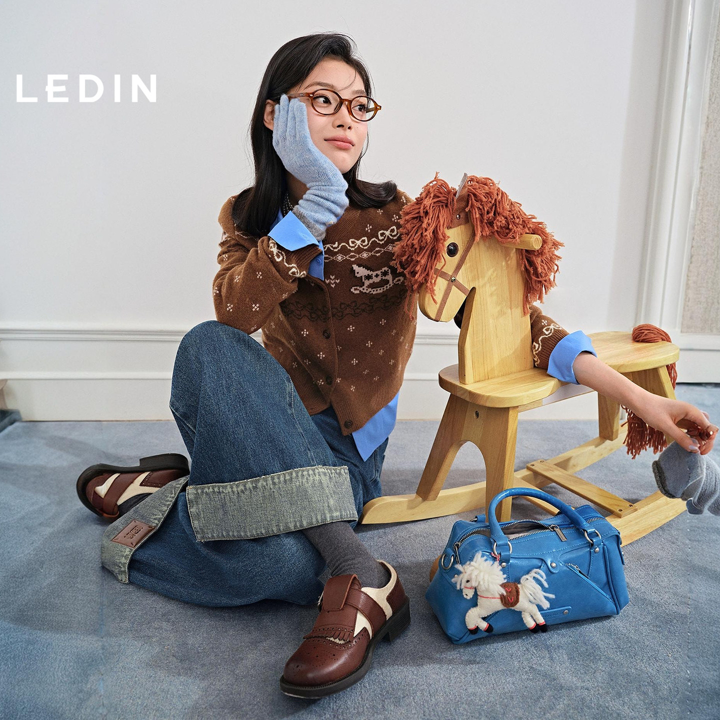 乐町马上好运卡通针织衫女25年冬季新年毛衣正肩合体针织内搭上衣