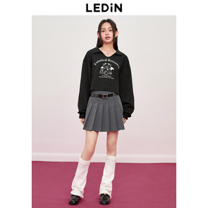 乐町学院A字百褶裙型春季新款格雷系腰袢设计遮肉显瘦少女短裙