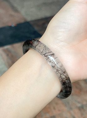 冰种收藏级黑发晶手镯一物一图