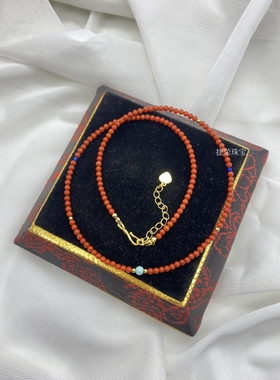 天然南红绿松石锁骨项链古风女款