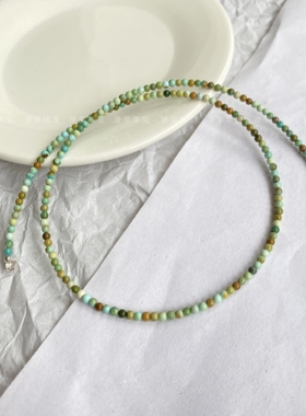 原矿绿松石多巴胺彩色串珠项链女