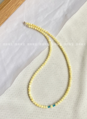 天然蜜蜡绿松石项链短款锁骨链女