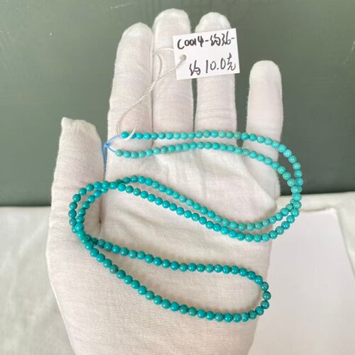 3+MM天然绿松石小米珠项链女diy手工串珠颈链吊坠挂绳毛衣链颈饰 - 图2